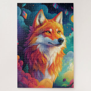 Wolf stehend in einer traumhaften Landschaft Puzzle