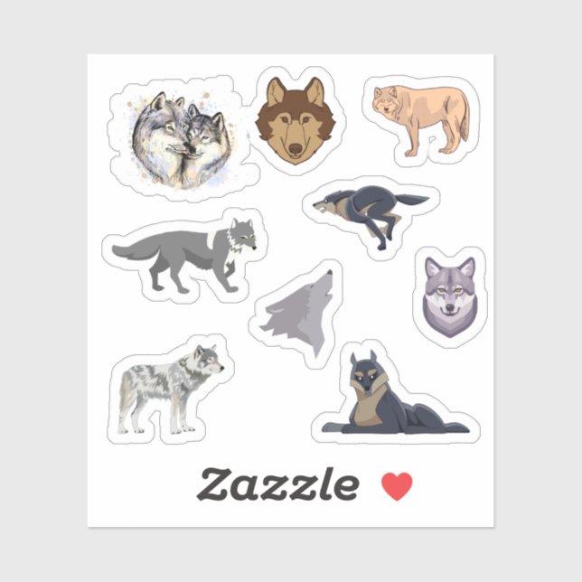 Wolf Stickers Aufkleber (Blatt)