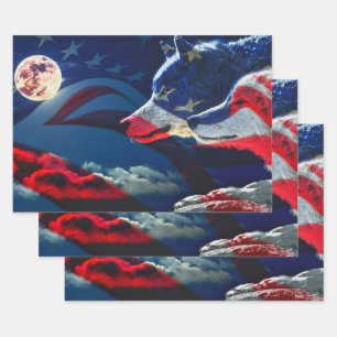 Wolf Stolz auf Land und Flagge Geschenkpapier Set