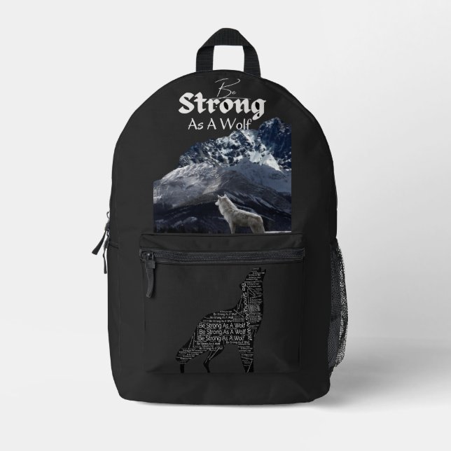Wolf Strong Bedruckter Rucksack (Vorderseite)