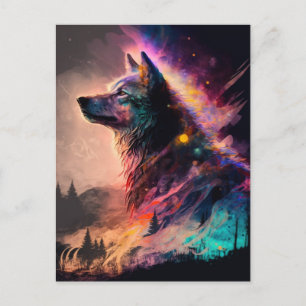 Wolf Surreal Fantasy Postkarte