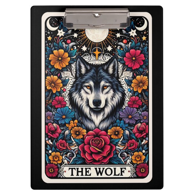 Wolf Tarot Karte | Mystisches Tier Klemmbrett (Vorderseite)