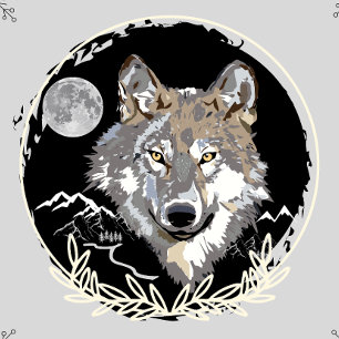 Wolf Tasse Grau und Schwarz Tasse