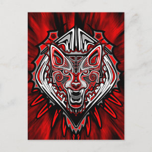 Wolf Tattoo Style Haida Art Postcard Postkarte