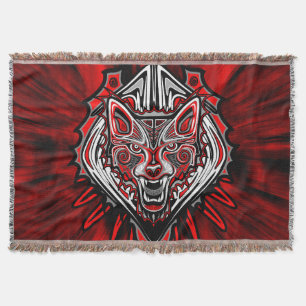 Wolf Tattoo Style Haida Art Throw Blanket Decke