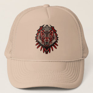 Wolf Tattoo Style Haida Art Trucker Hat Truckerkappe
