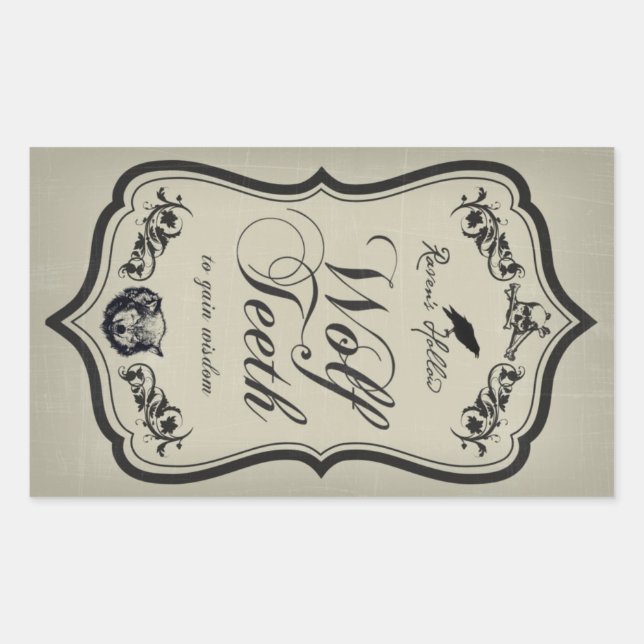 Wolf Teeth Halloween Jar Sticker Label (Vorderseite)