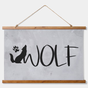 Wolf Text Grafik Art Art Wandteppich Mit Holzrahmen