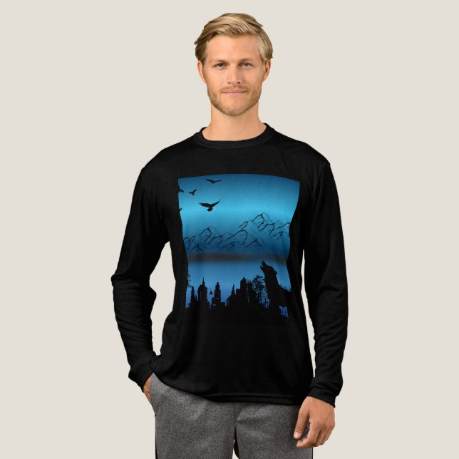Wolf-Themen-T-Shirt Tri-Blend Shirt (Volle Vorderseite)