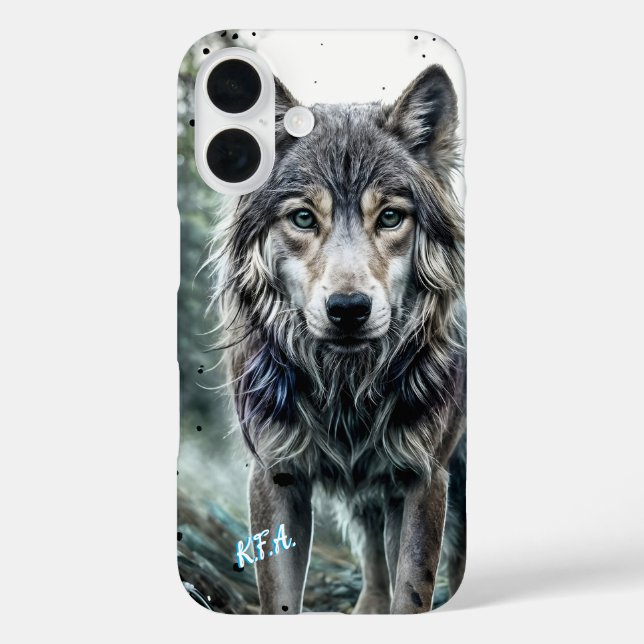 Wolf - Tier mit Initialen Case-Mate iPhone Hülle (Rückseite)