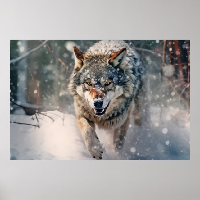 Wolf Tier Wildlife Wilderness Frische Pasta machen Poster (Vorne)