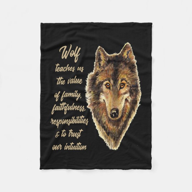 Wolf Totem Animal Spirit Guide Tshirt Fleecedecke (Vorderseite)