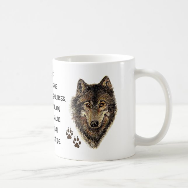 Wolf, Totem der Wölfe, Naturführer Kaffeetasse (Rechts)