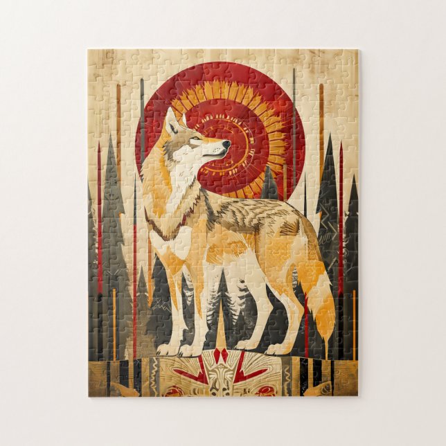 Wolf Totem – Guardian in Deco Style Puzzle (Vertikal)