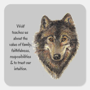 Wolf totem Inspiration Spirit Guide Animal Quadratischer Aufkleber