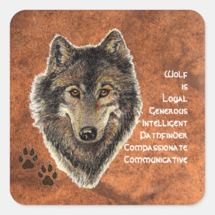 Wolf-Totem, Tierführer-inspirierend Symbol Quadratischer Aufkleber