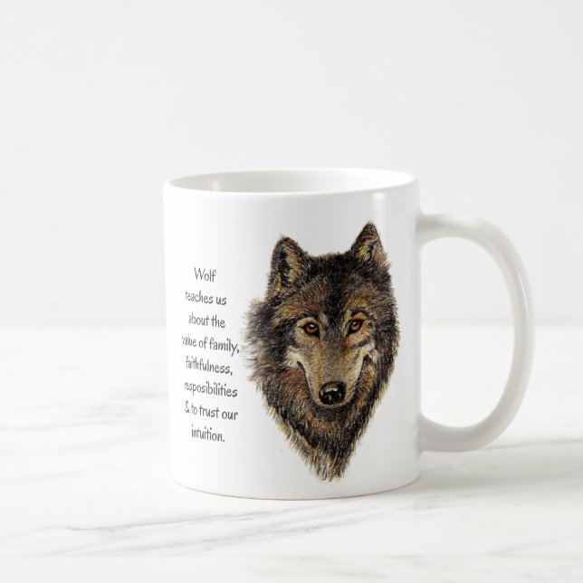 Wolf Totem Tierführer Wasserfarbe Art Tasse (Rechts)