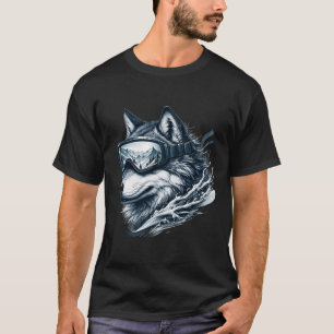 Wolf trägt Skischneebrille Wolf Skifahren T-Shirt