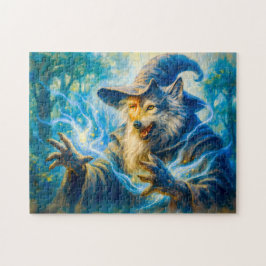 Wolf-transforming mage in fantasy oil style puzzle