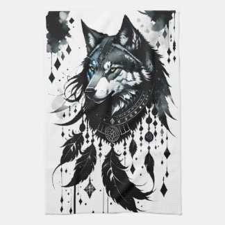 Wolf, Träumfänger, Amulet, Talisman, Schutz, Geschirrtuch