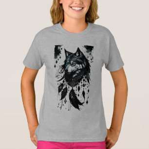 Wolf, Träumfänger, Amulet, Talisman, Schutz, T-Shirt