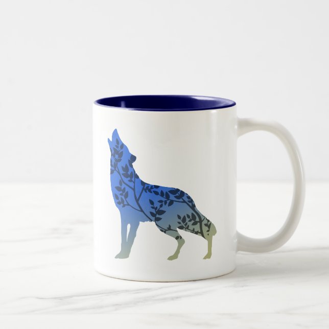 Wolf Tree Zweifarbige Tasse (Rechts)