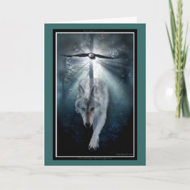 Wolf u. Eagletierliebhaber FRIEDENSc$gruß-karte Karte