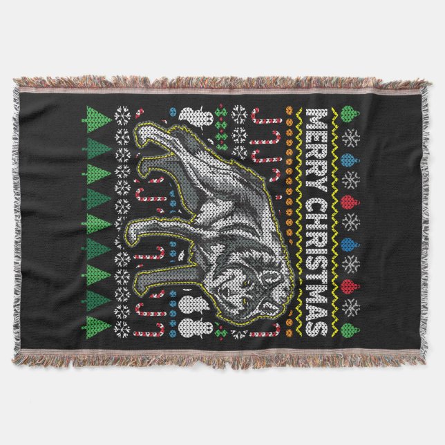 Wolf Ugly Christmas Sweater Wildlife Series Decke (Vorderseite)