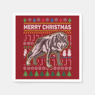 Wolf Ugly Christmas Sweater Wildlife Series Serviette