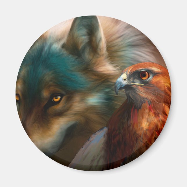 Wolf- und Adlermalerei Magnet (Vorne)