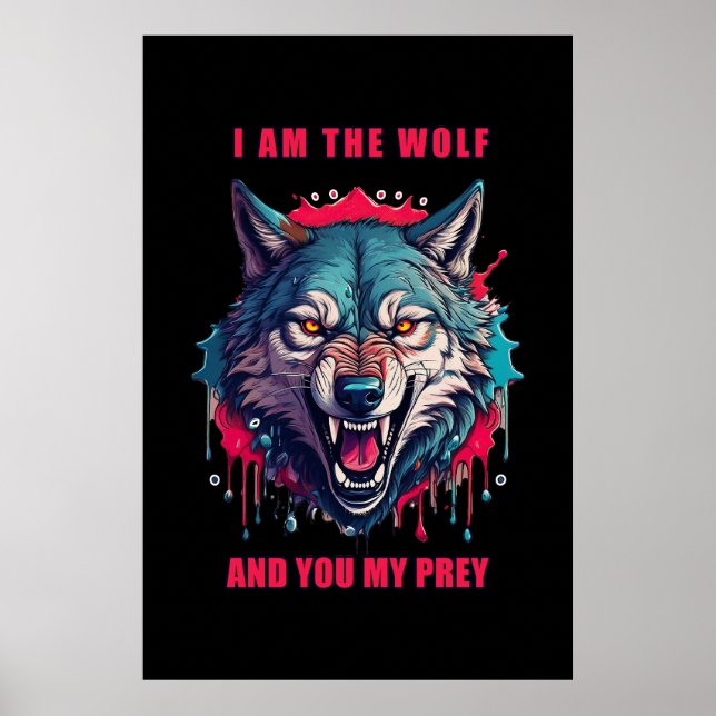 Wolf- und Beute-Concept-Illustration (AI+Human) Poster (Vorne)