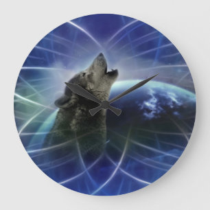 Wolf und das dreamcatcher große wanduhr