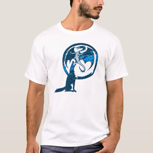 Wolf und Drachenblauer T - Shirt (Vorderseite)