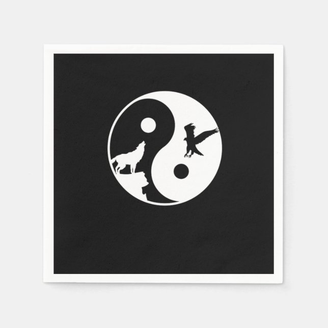 Wolf und Eagle Yin Yang Symbol Harmonie Meditation Serviette (Vorderseite)