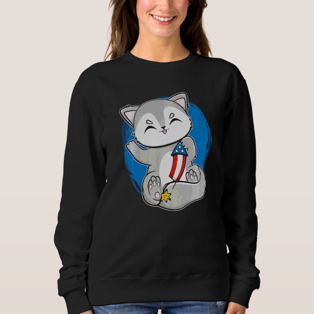 Wolf und Feuerwerksdirektor für 4. Juli-Feier Sweatshirt (Vorderseite)