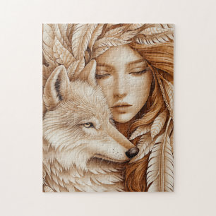 Wolf und Frauen in Feathers Puzzle