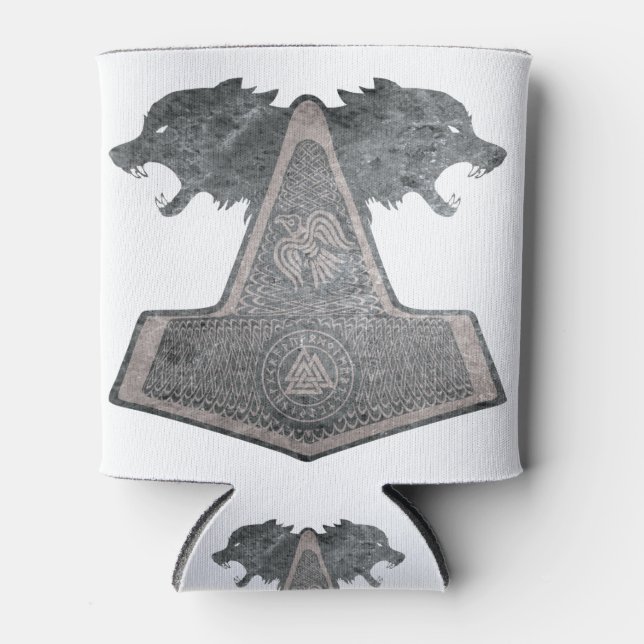 Wolf-und-Hammer-Design-Metall Dosenkühler (Vorderseite)