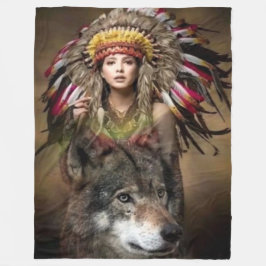 WOLF und INDIAN MADIEN Fleecedecke