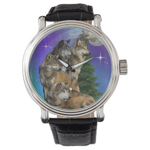 Wolf und Mond Armbanduhr