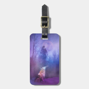 Wolf und Mond auf dem Forst-Gepäckanhänger Gepäckanhänger