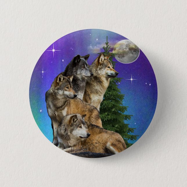 Wolf und Mond Button (Vorderseite)