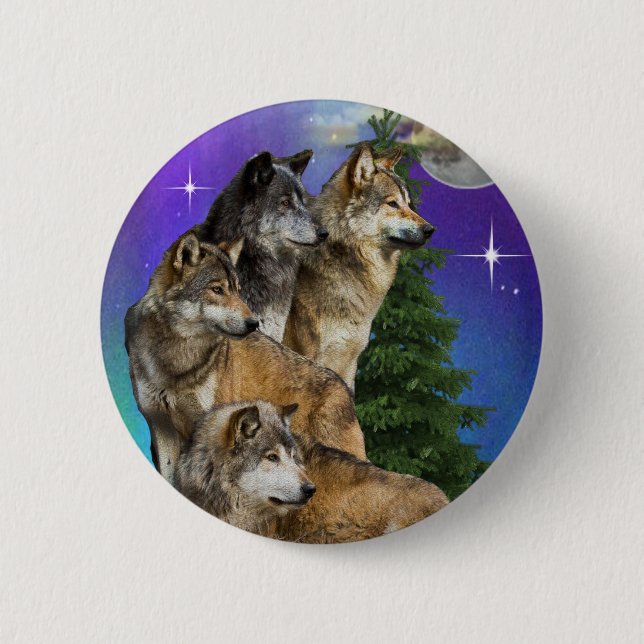 Wolf und Mond Button (Vorderseite)