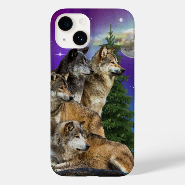 Wolf und Mond Case-Mate iPhone Hülle (Rückseite)
