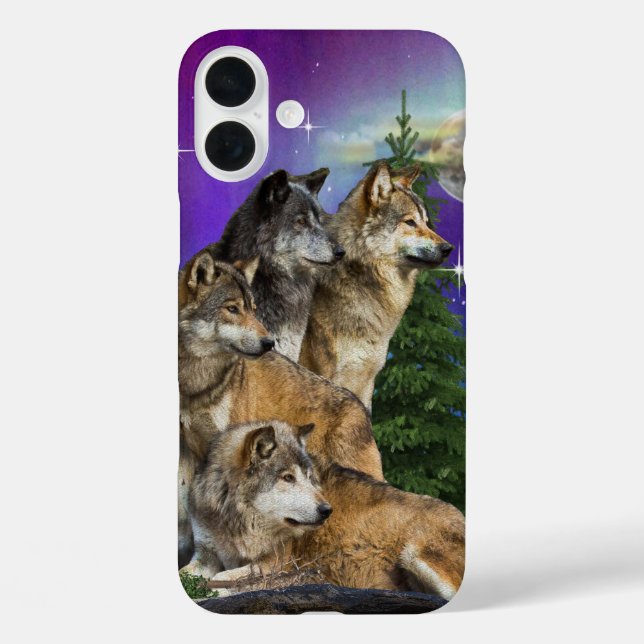 Wolf und Mond Case-Mate iPhone Hülle (Rückseite)