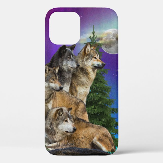 Wolf und Mond Case-Mate iPhone Hülle (Rückseite)
