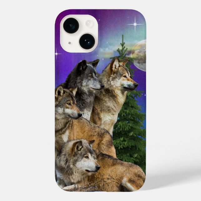 Wolf und Mond Case-Mate iPhone Hülle (Rückseite)