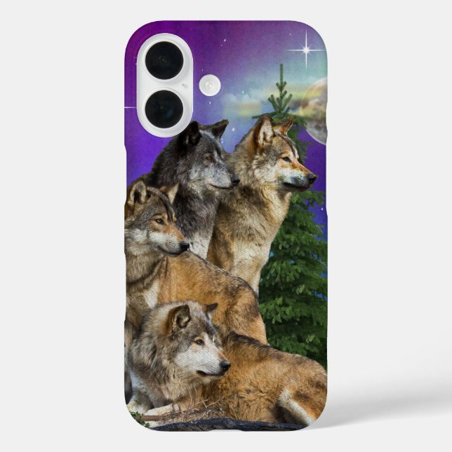 Wolf und Mond Case-Mate iPhone Hülle (Rückseite)