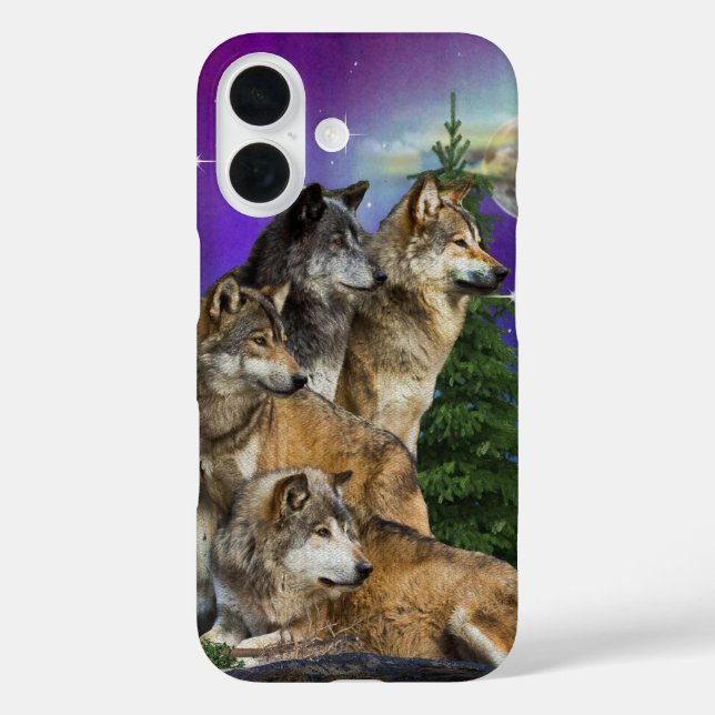 Wolf und Mond Case-Mate iPhone Hülle (Rückseite)