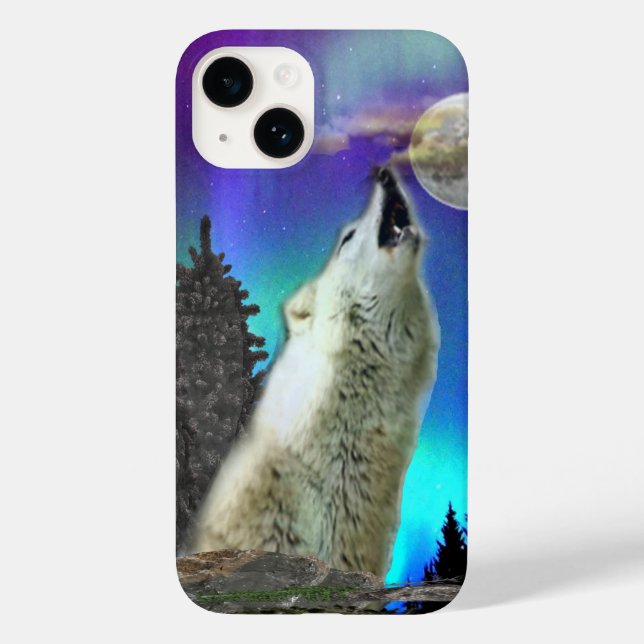 Wolf und Mond Case-Mate iPhone Hülle (Rückseite)