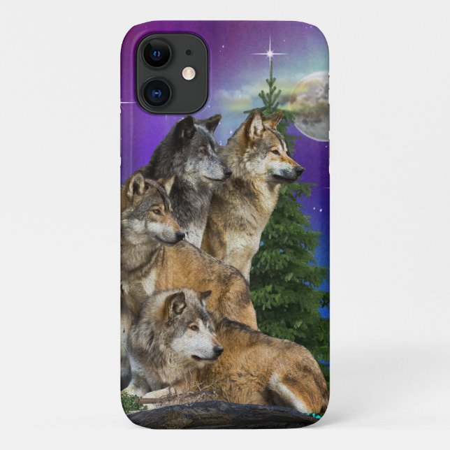 Wolf und Mond Case-Mate iPhone Hülle (Rückseite)